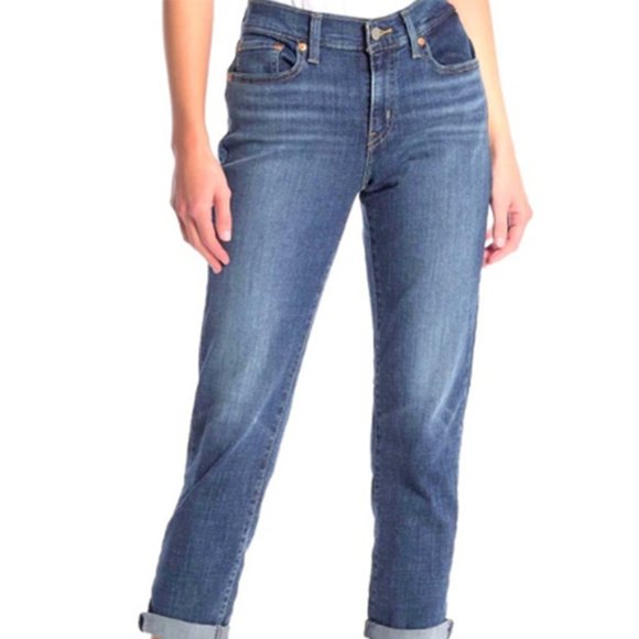 Levi's Denim - Levi’s Boyfriend Cuffed Crop Mid-Denim Wash Jeans